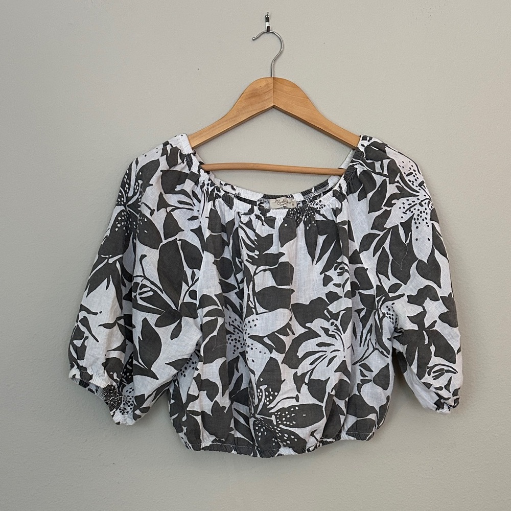Elegant Black and White Floral Blouse